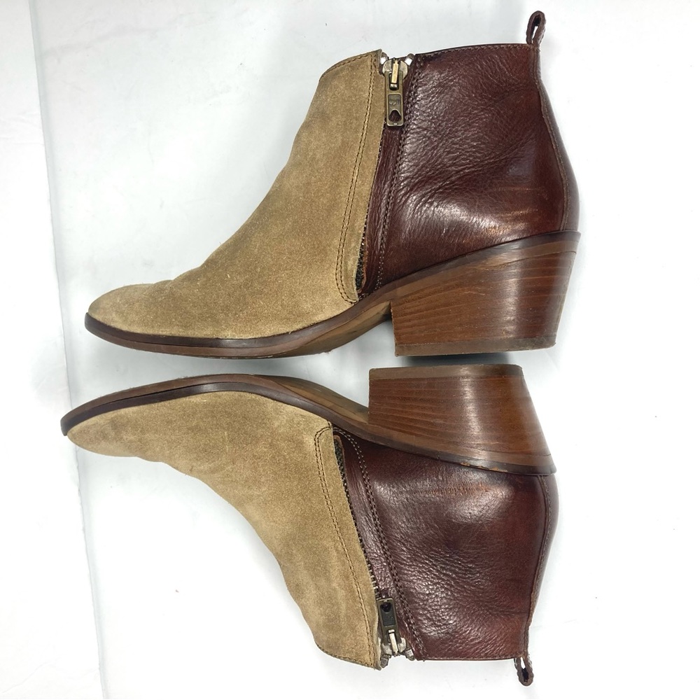 Madewell The Charley Boots Leather And Suede 2 Tones Brown Tan Zip Up 6.5 Bootie